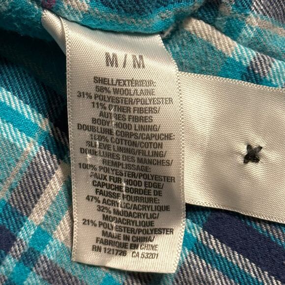 Women’s Aeropostale Wool Blend Coat Medium Gray Herringbone Hooded Jacket - Picture 7 of 13